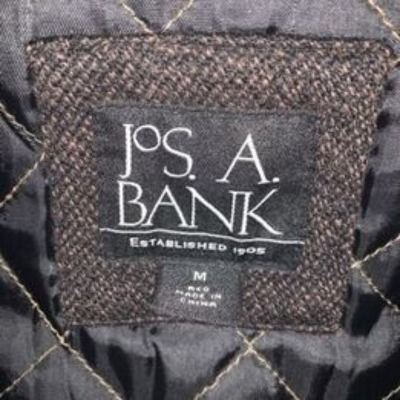 * Jos A Bank Wool Coat Overcoat Men's Medium Brown Black Button Zip Jacket lined - Picture 4 of 10